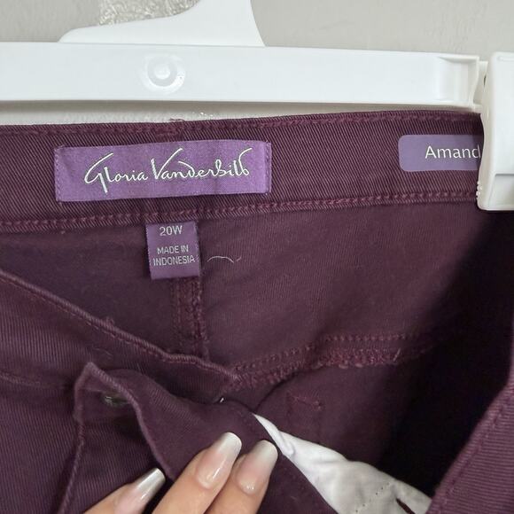 NWT Gloria Vanderbilt Amanda Slimming Jean Womans Size 20W SHORT Pants Plum Wine - Picture 4 of 5